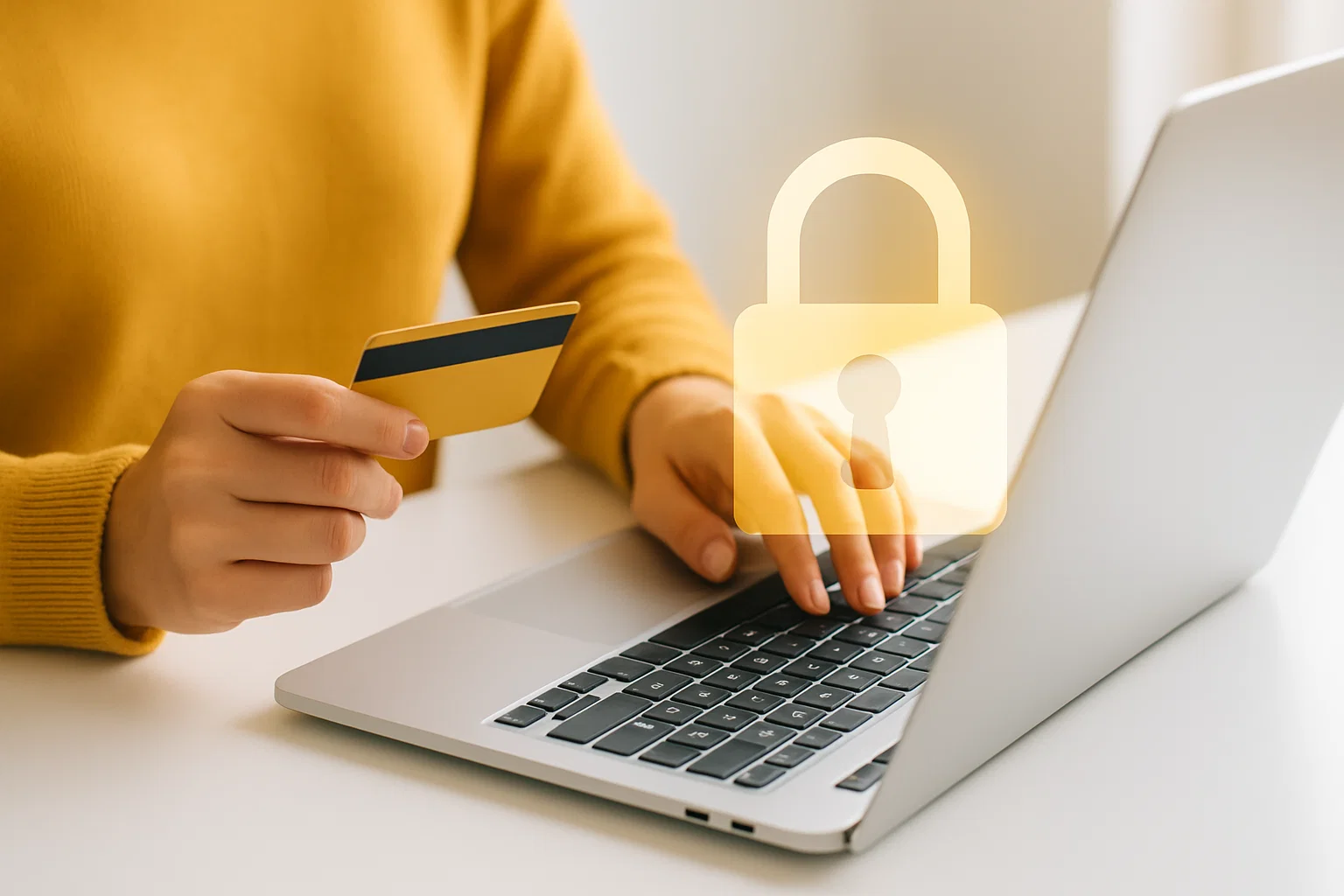 Credit card and laptop