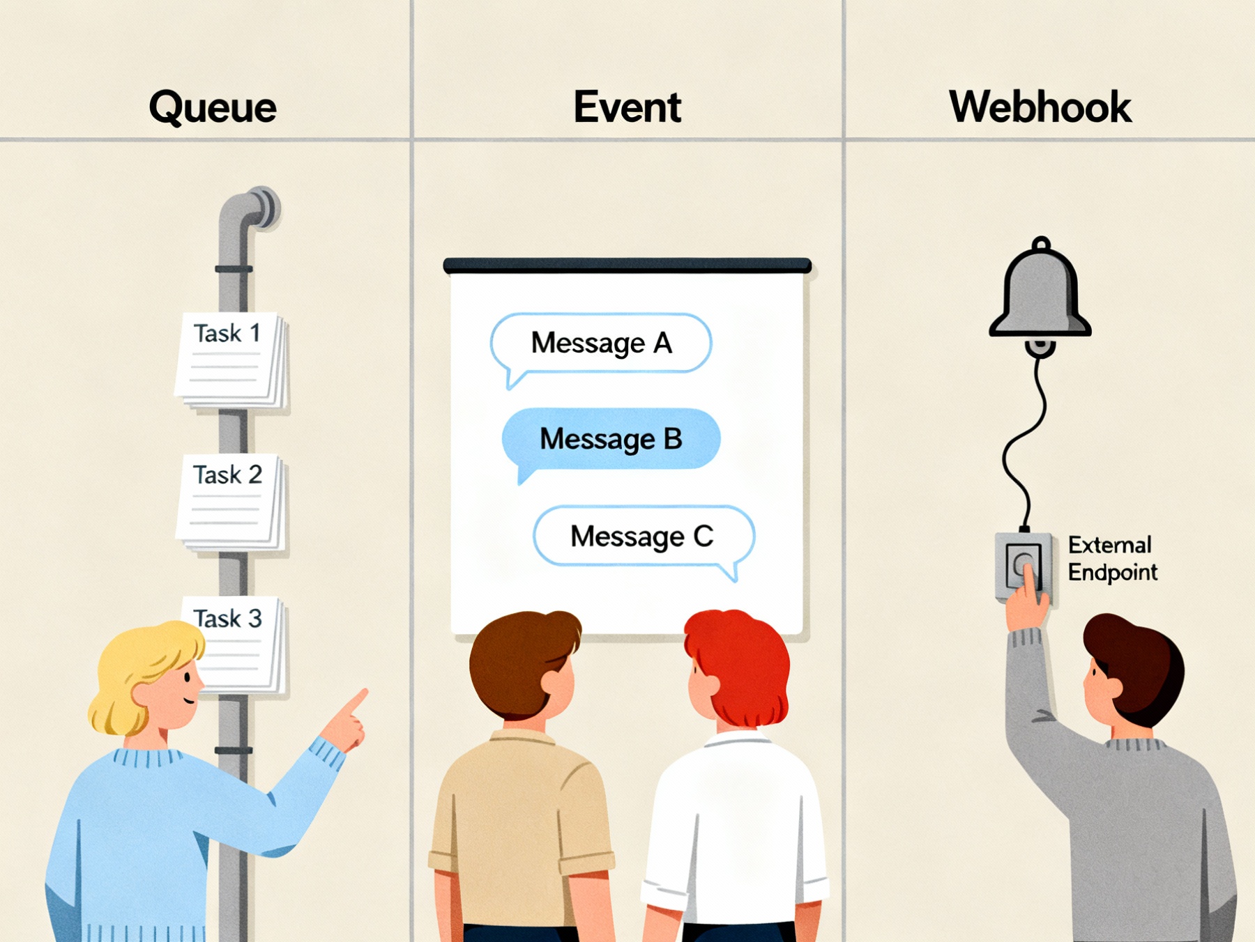 Kö, event eller webhook?